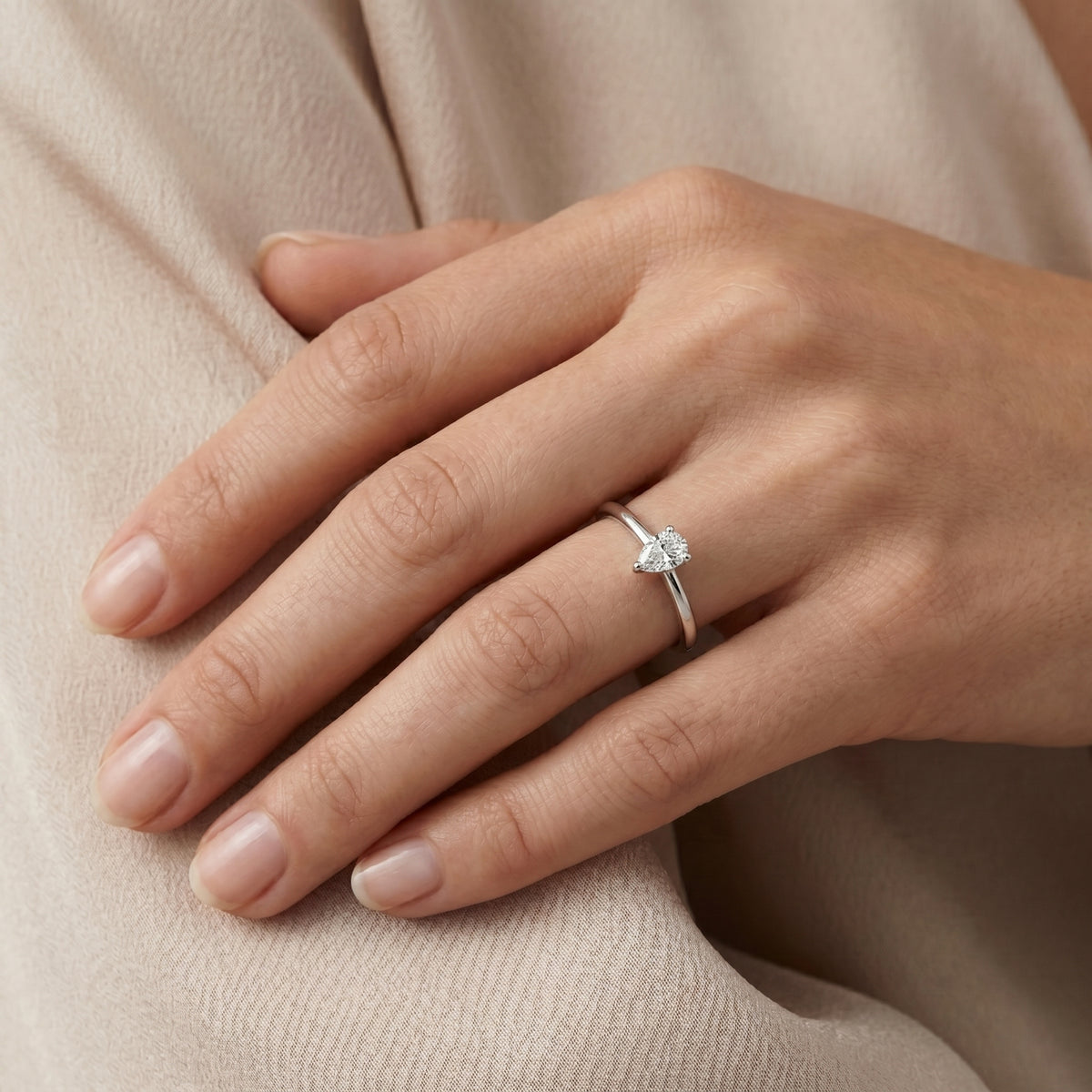 Pear Diamond Solitaire Engagement Ring — lifestyle