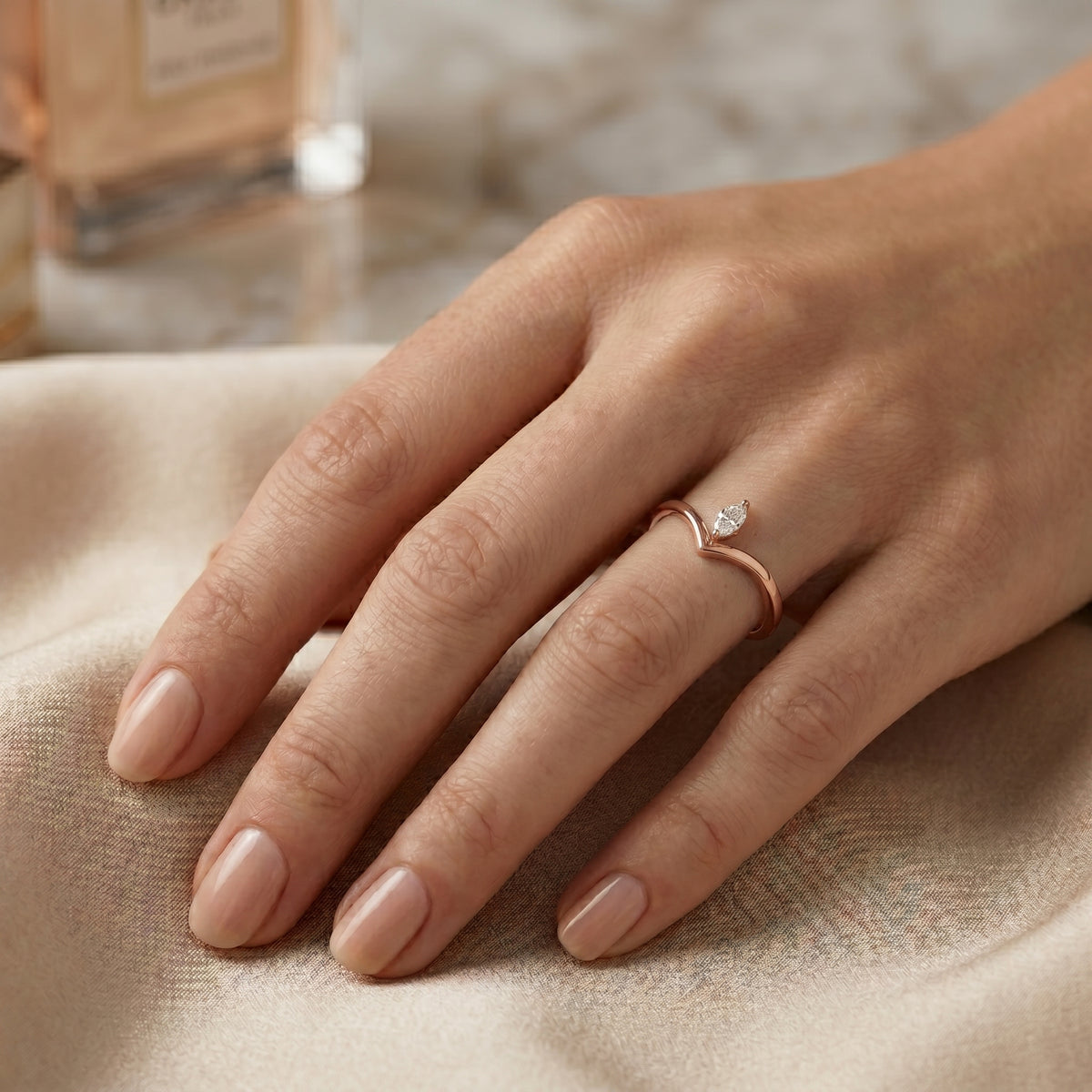 Oval Diamond Solitaire Engagement Ring with Chevron Shank