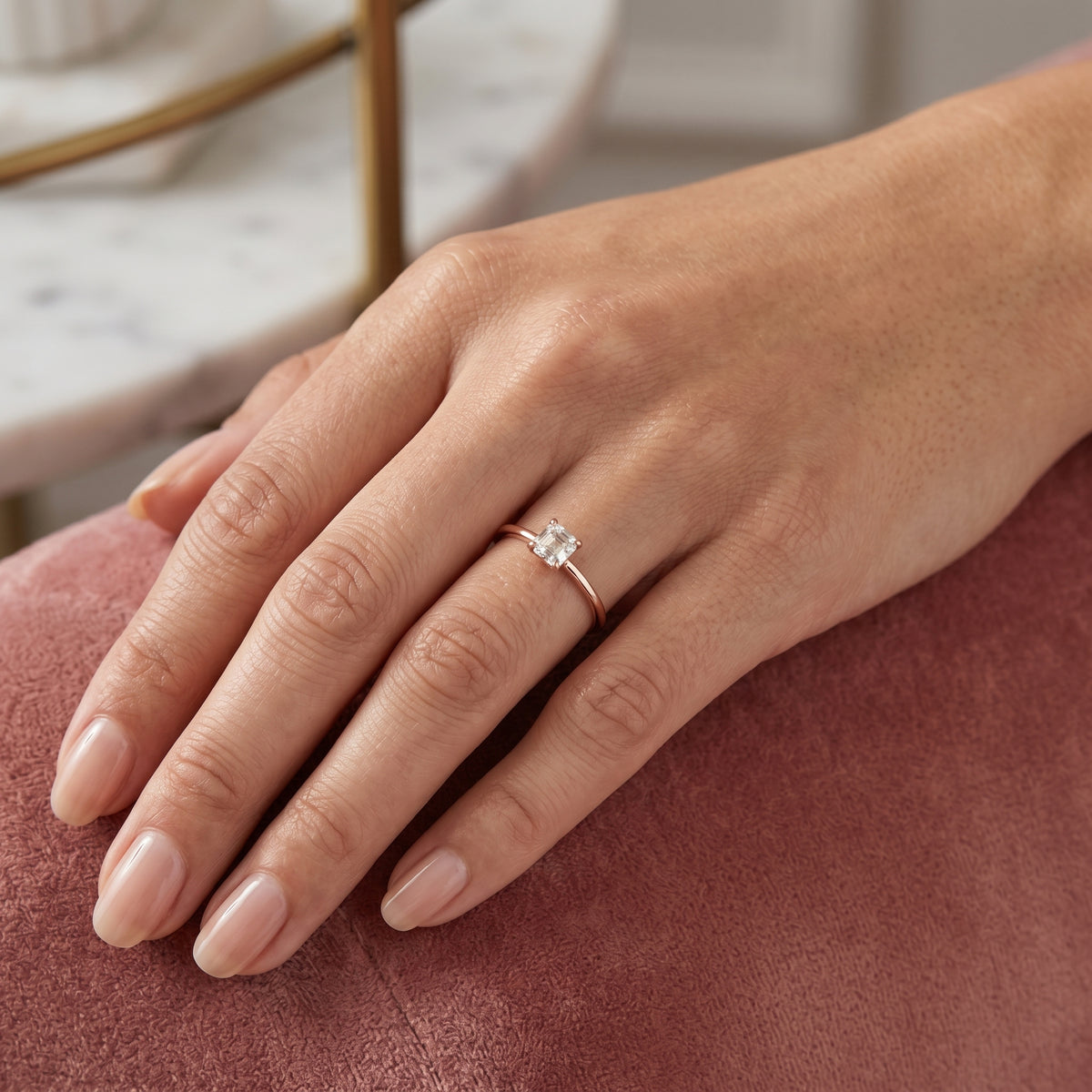 Asscher Cut Solitaire Engagement Ring