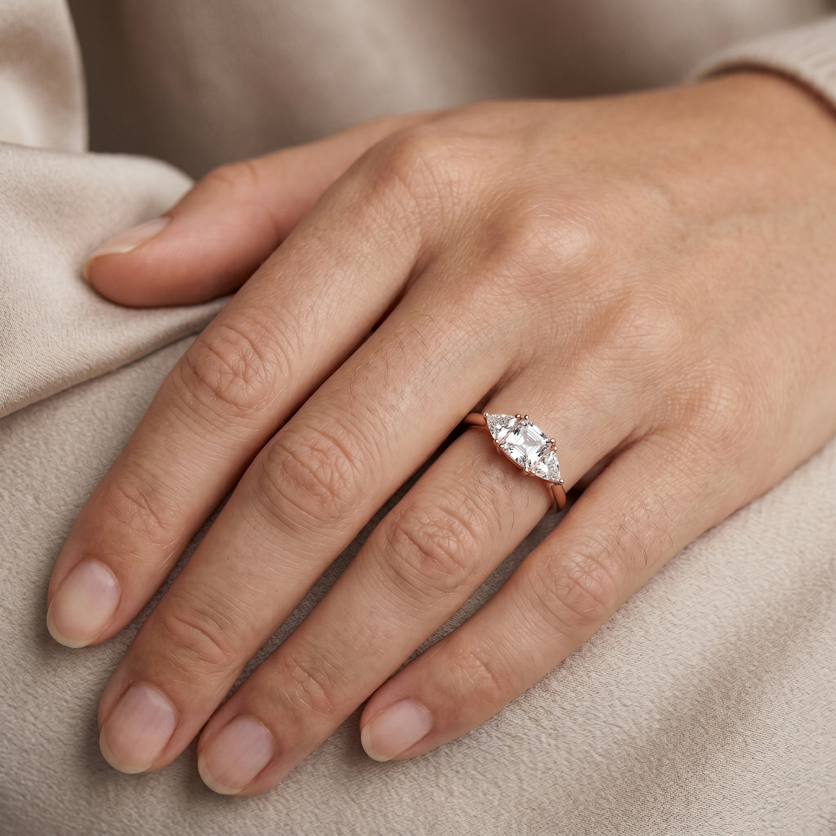 Asscher Diamond Trilogy Ring — lifestyle