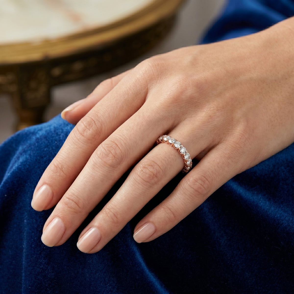 Round Diamond Claw Set Full Eternity Band — lifestyle