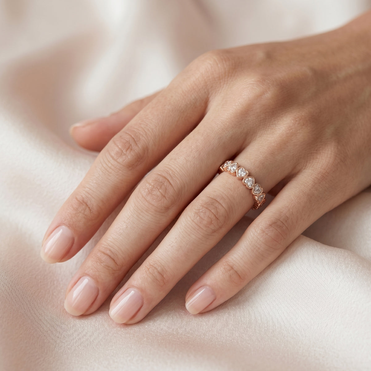Heart Cut Diamond Eternity Band — lifestyle