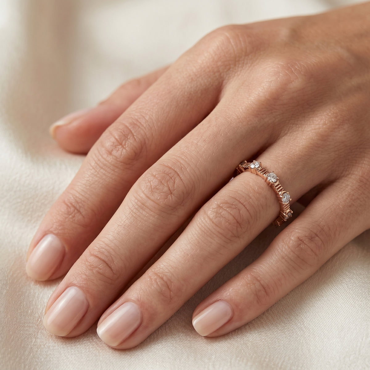Radiant Channel Set Diamond Engagement Ring — lifestyle