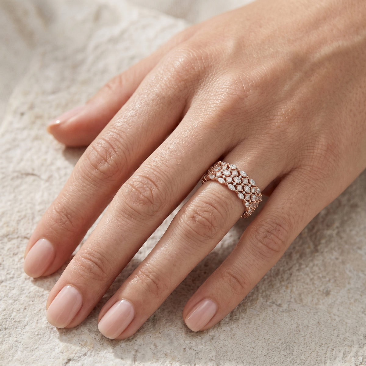 Mixed Shape Diamond Wide Multi-Row Anniversary Band — lifestyle