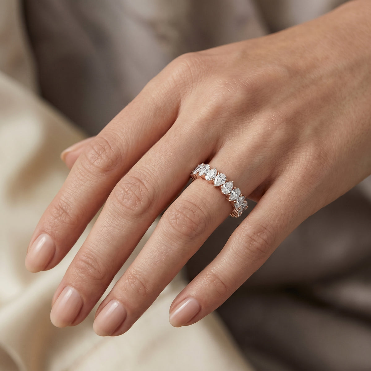Pear Diamond Eternity Band — lifestyle