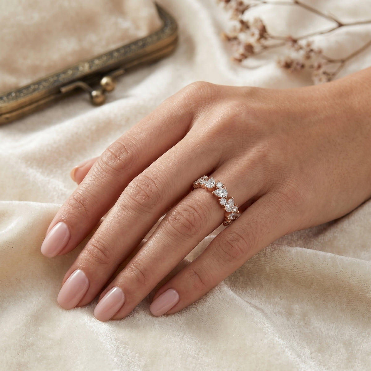 Pear and Marquise Alternating Diamond Eternity Band