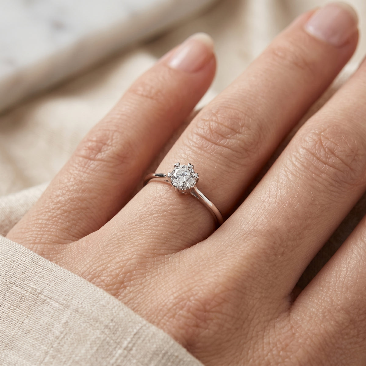 Round Diamond Tiffany Six Prong Solitaire Engagement Ring