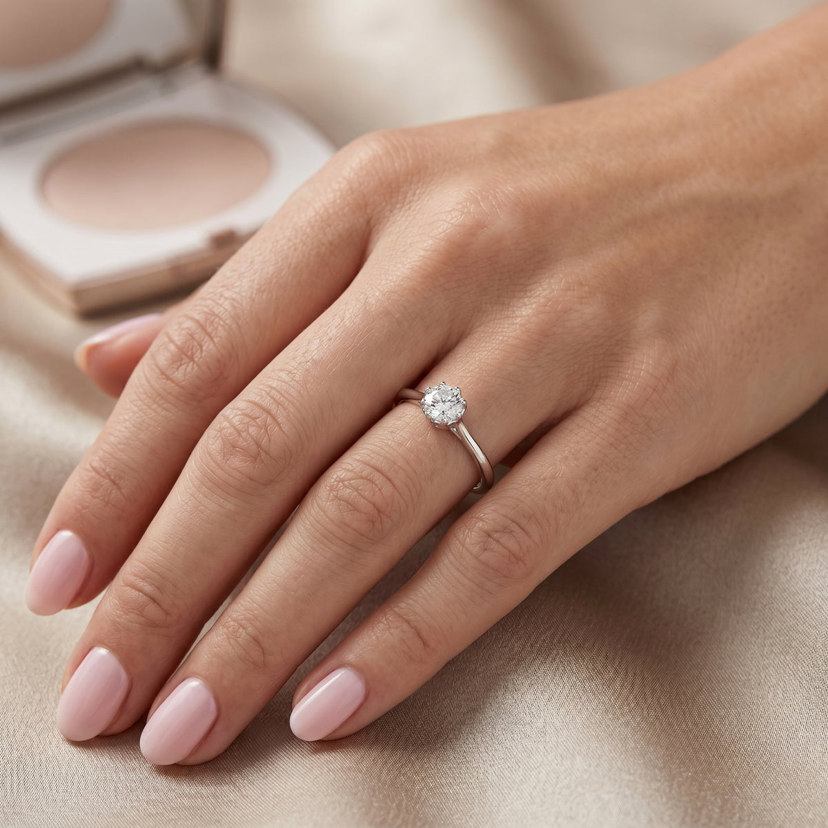 Round Diamond Decorative Basket Solitaire Engagement Ring