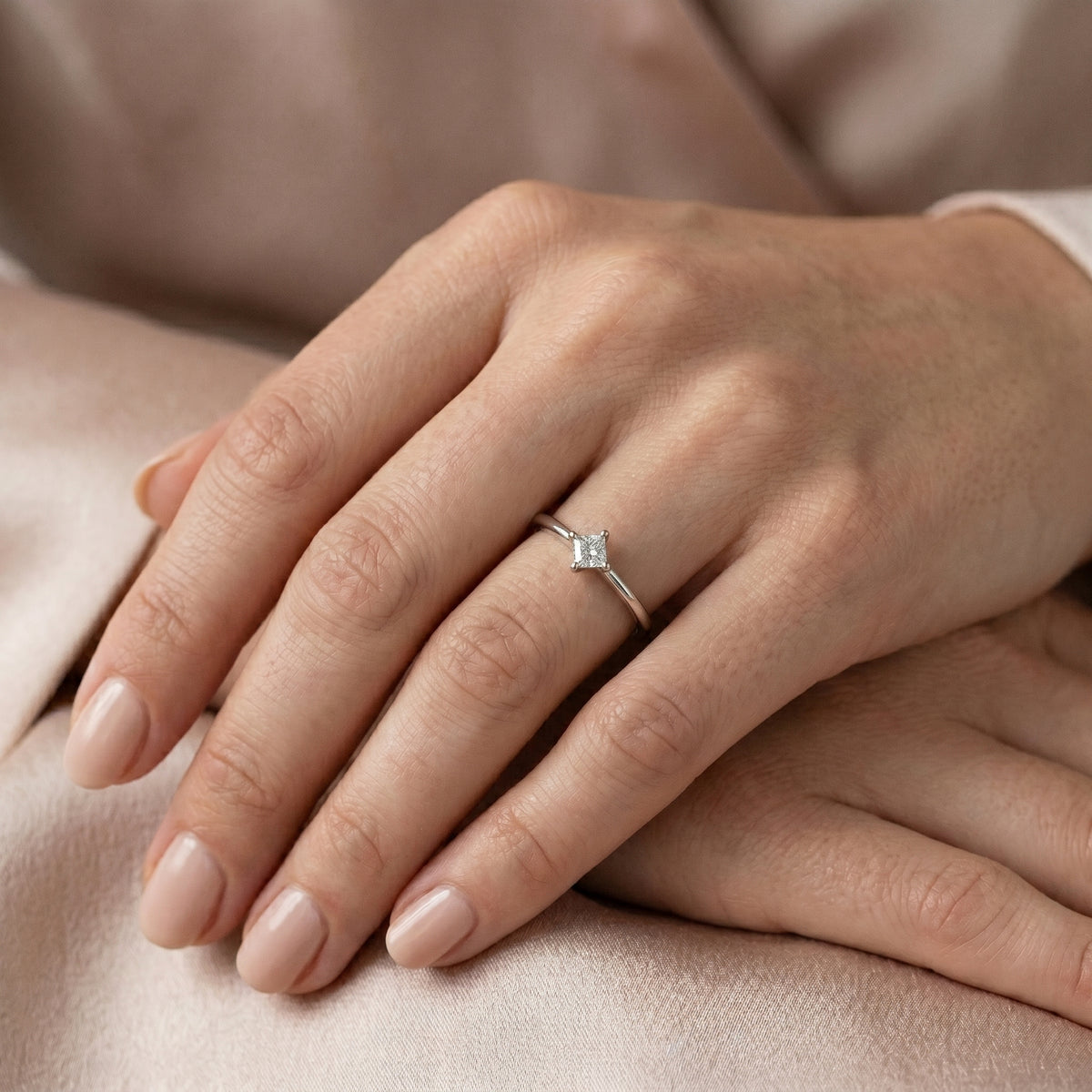 Princess Cut Kite Solitaire Engagement Ring