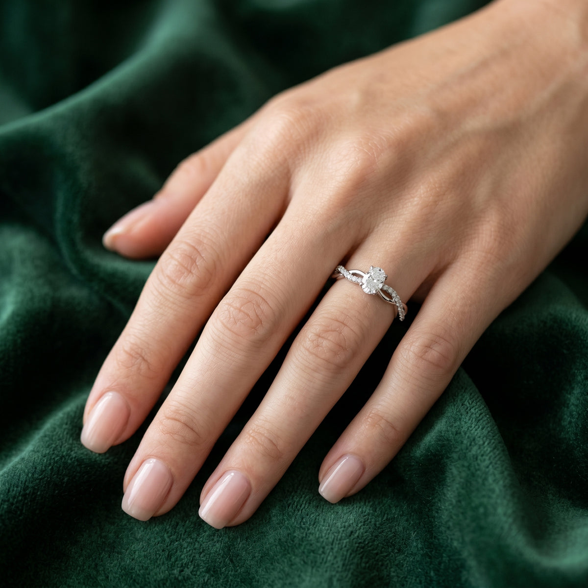 Oval Diamond Infinity Twist Engagement Ring