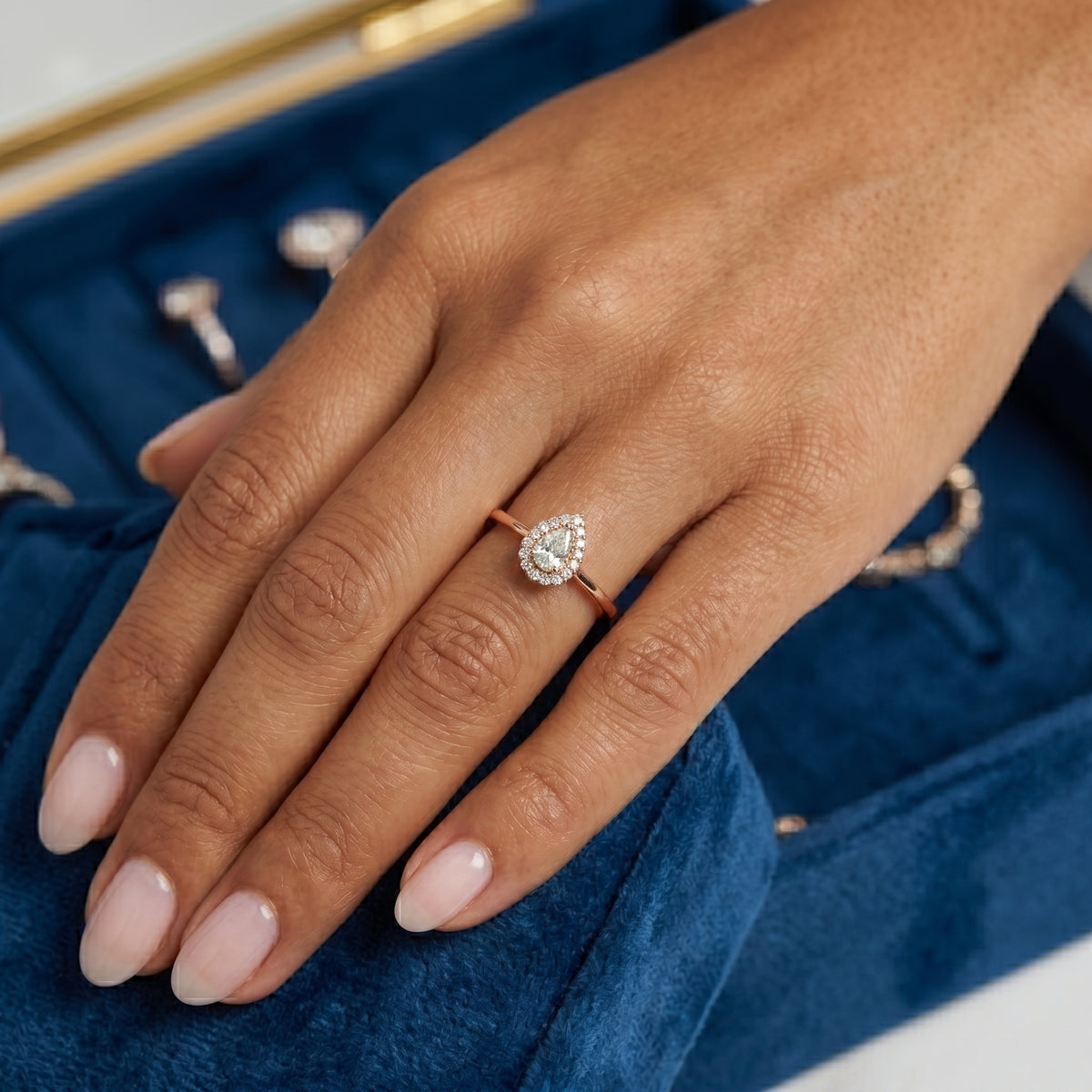 Oval Diamond Floral Halo Engagement Ring — lifestyle