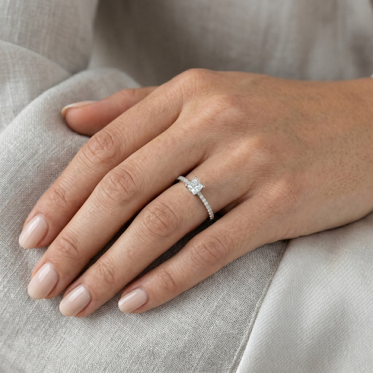 Ascending Channel Set Diamond Engagement Ring — lifestyle