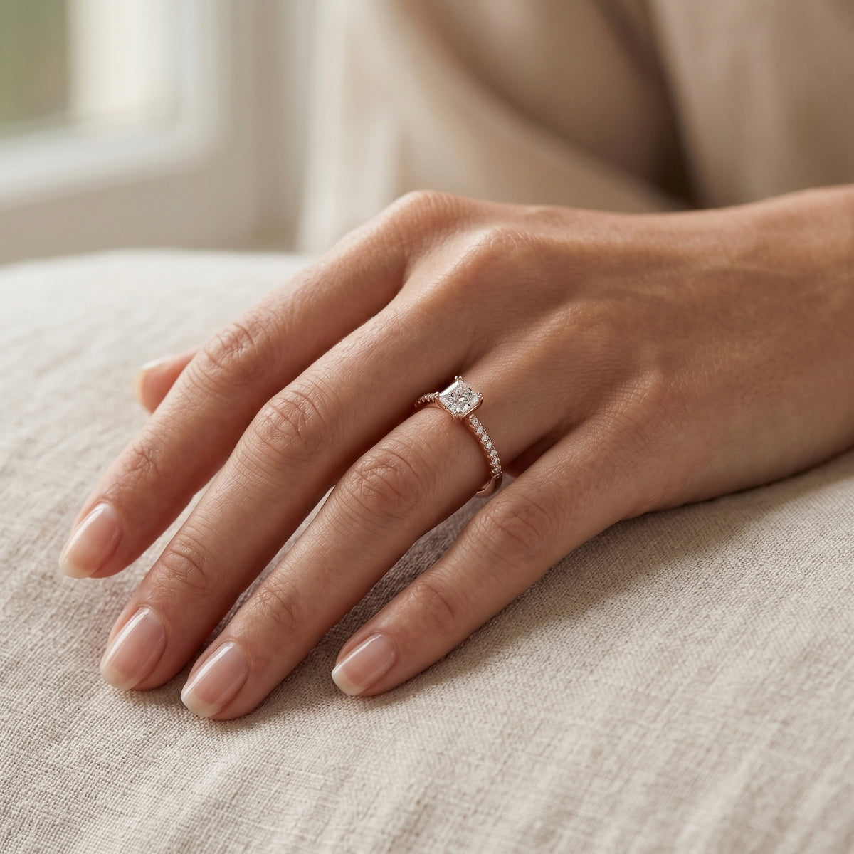 Brilliant Halo Diamond Engagement Ring — lifestyle