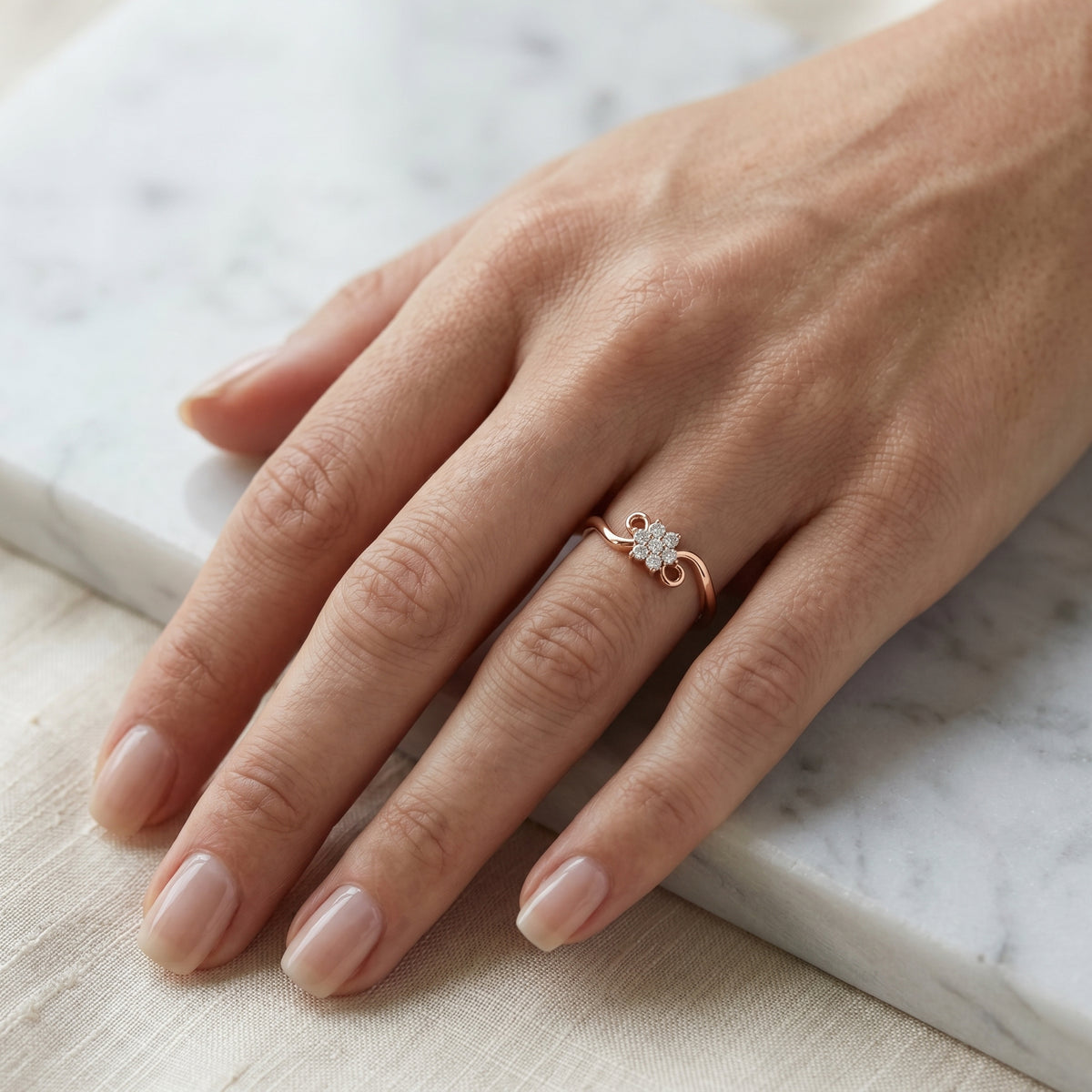 Scintillating Floral Diamond Engagement Ring — lifestyle