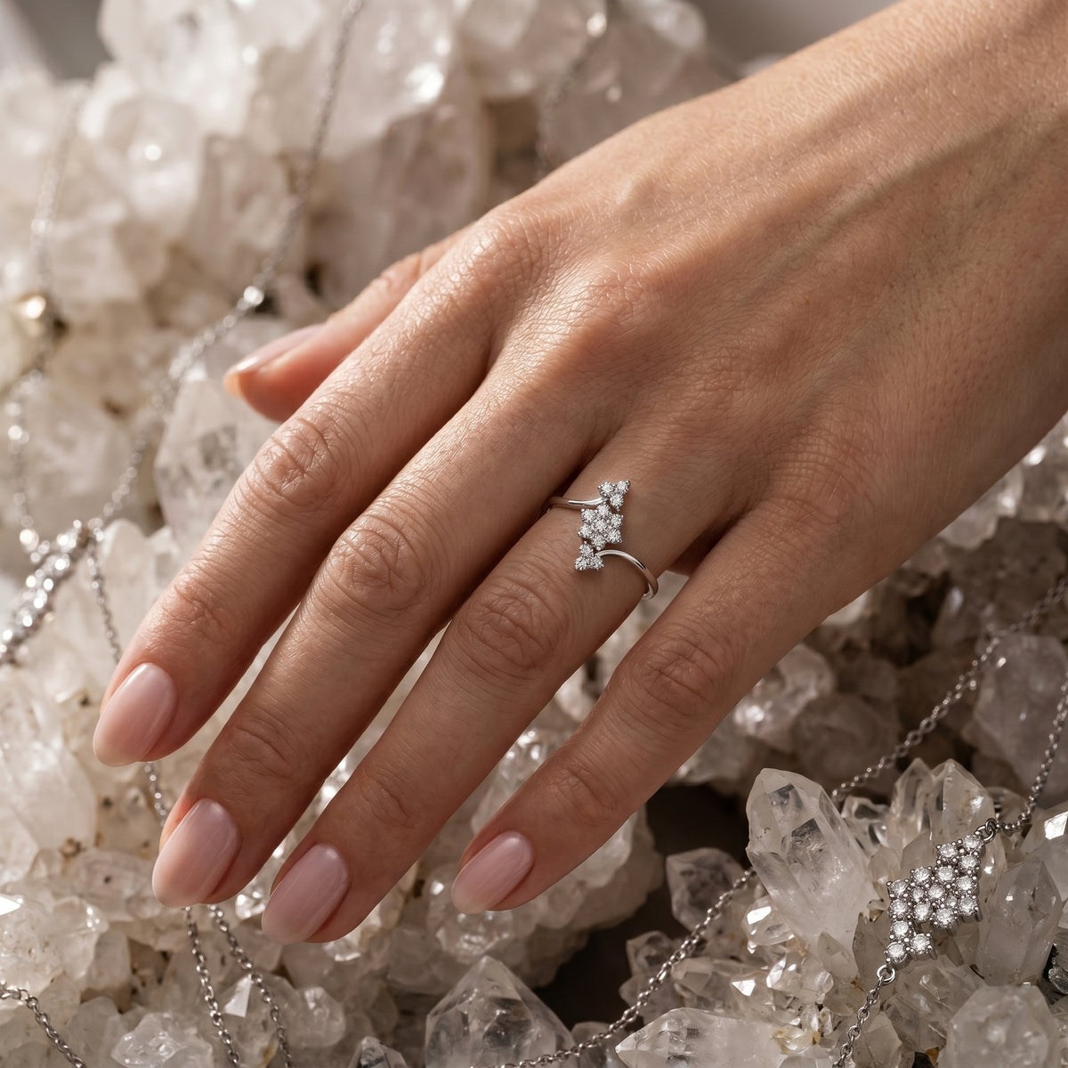 Elaborate Cluster Diamond Engagement Ring — lifestyle