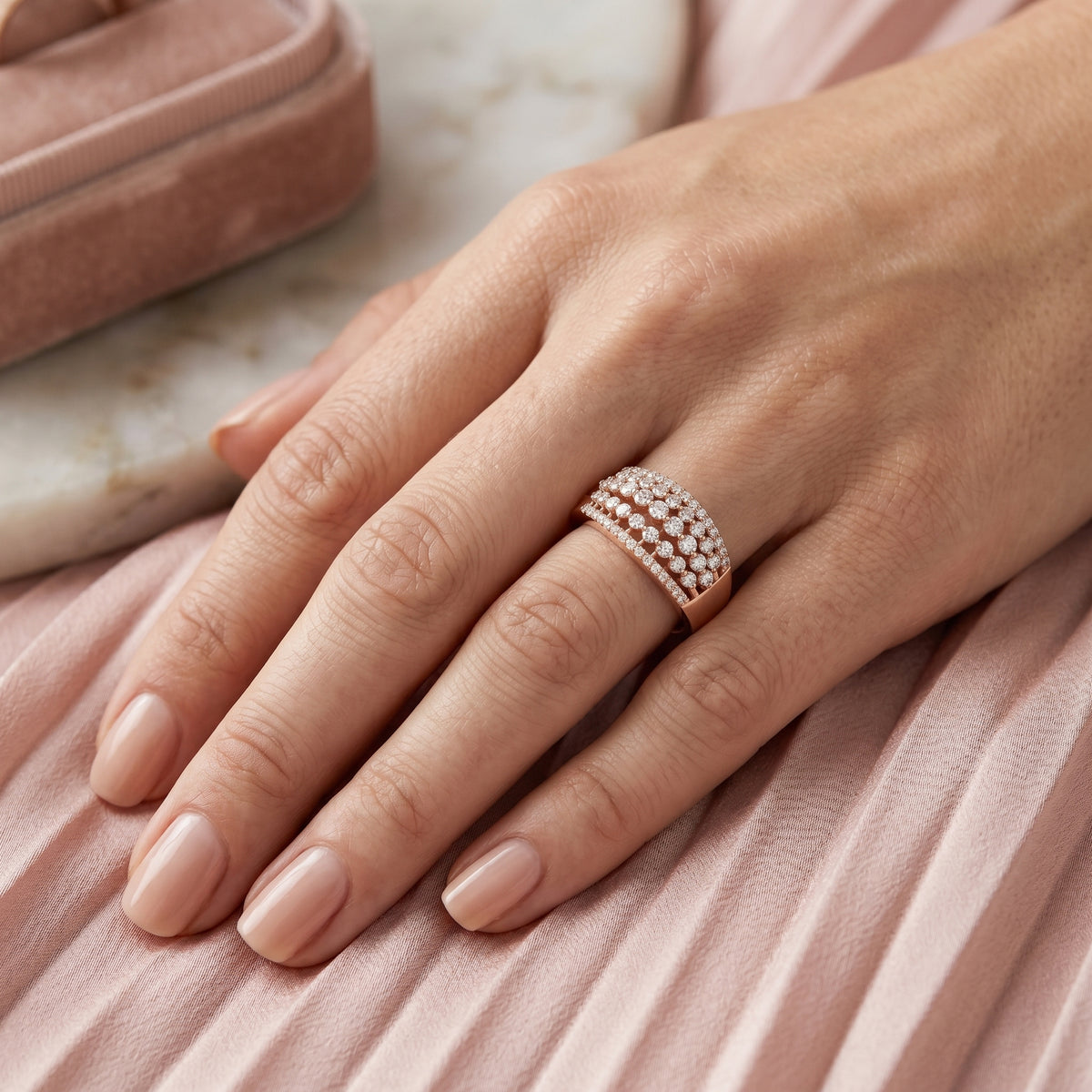 Round Diamond Multi-Row Pavé Anniversary Band — lifestyle