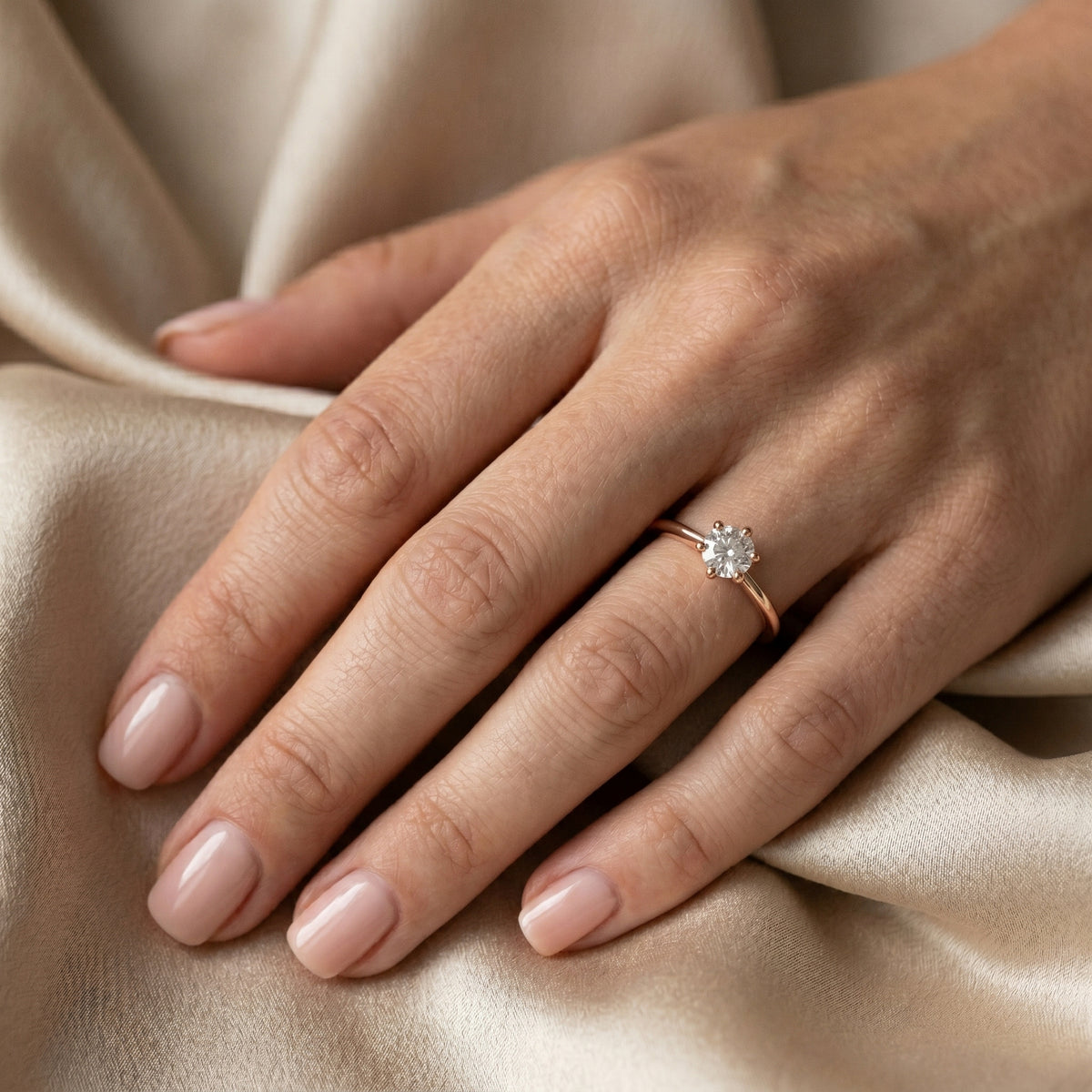 Round Brilliant Six Prong Solitaire Engagement Ring — lifestyle