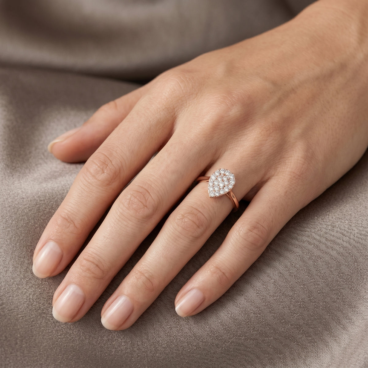 Pear-Shape Diamond Cluster Engagement Ring — lifestyle