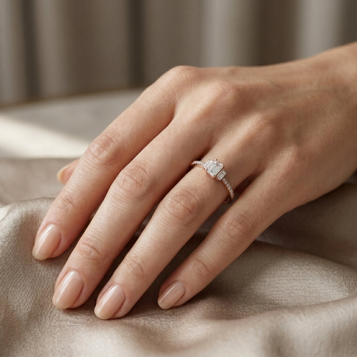 Classic Geometric Diamond Engagement Ring — lifestyle