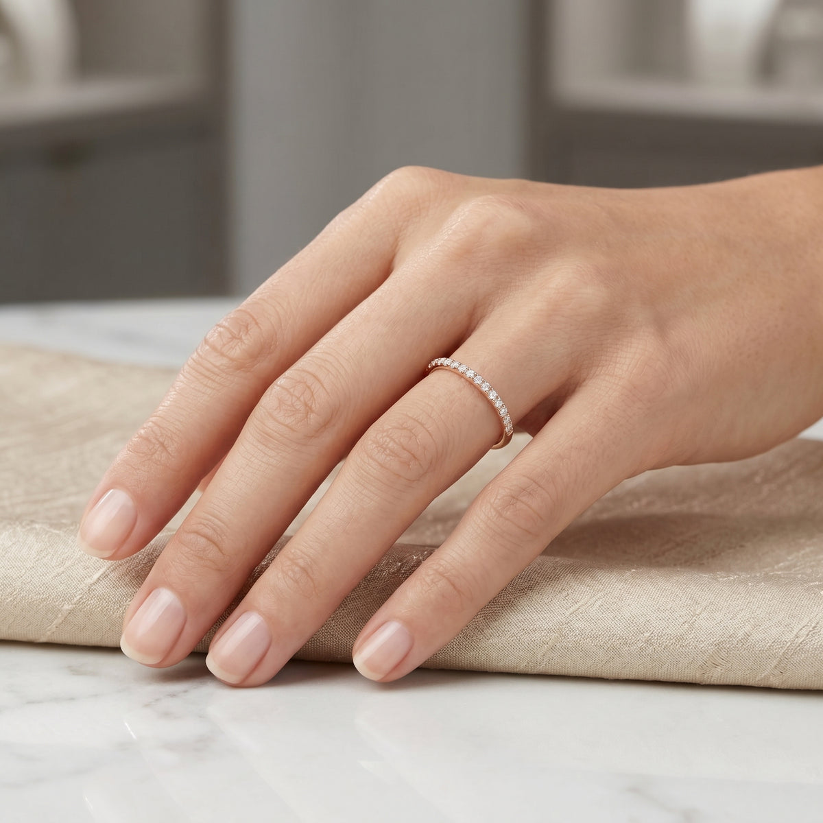 Enthralling Cathedral Diamond Engagement Ring — lifestyle