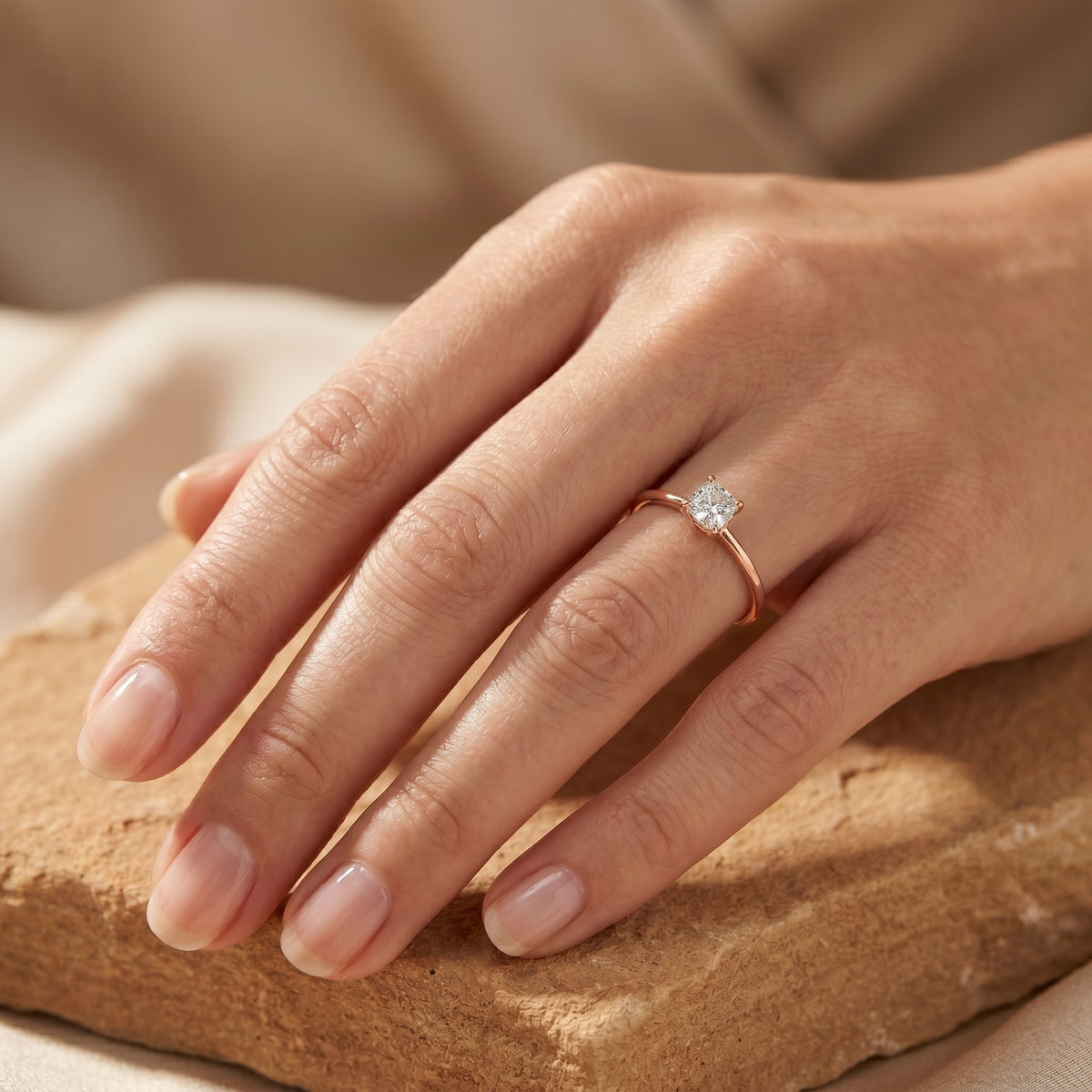 Cushion Cut Diamond Solitaire Engagement Ring