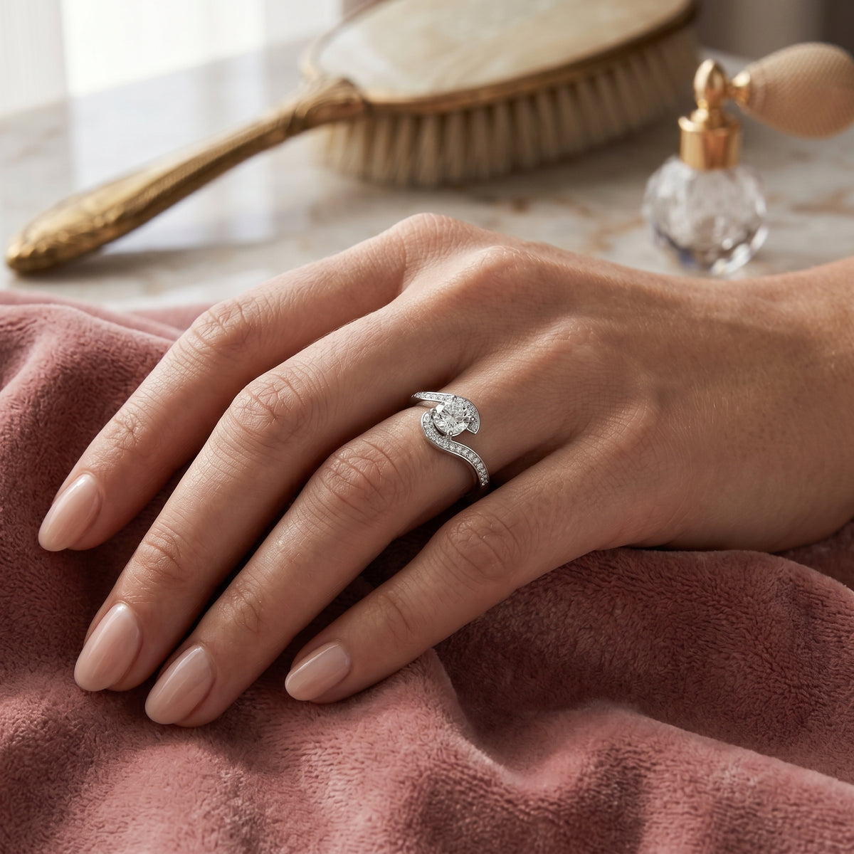 Amber Tapered Diamond Engagement Ring — lifestyle