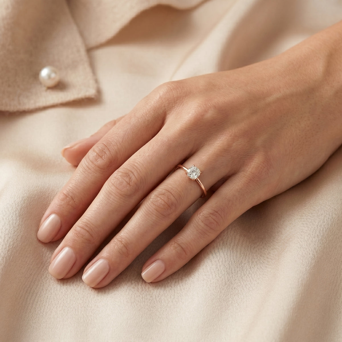 Classic Cushion Cut Solitaire Engagement Ring — lifestyle
