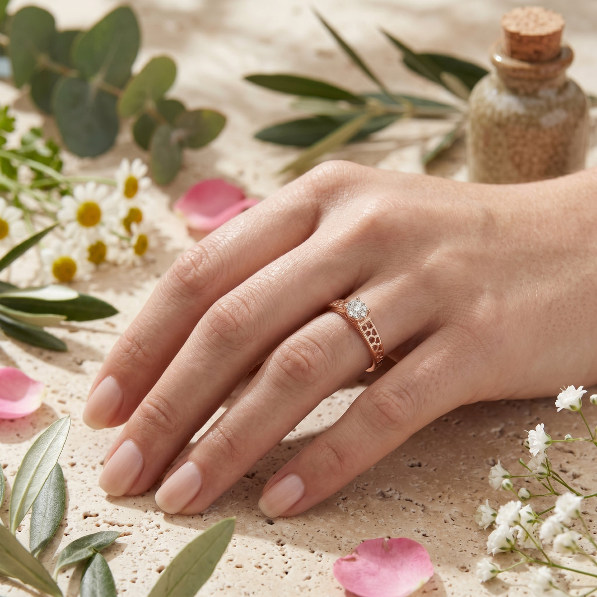 Intricate Channel Set Diamond Engagement Ring — lifestyle