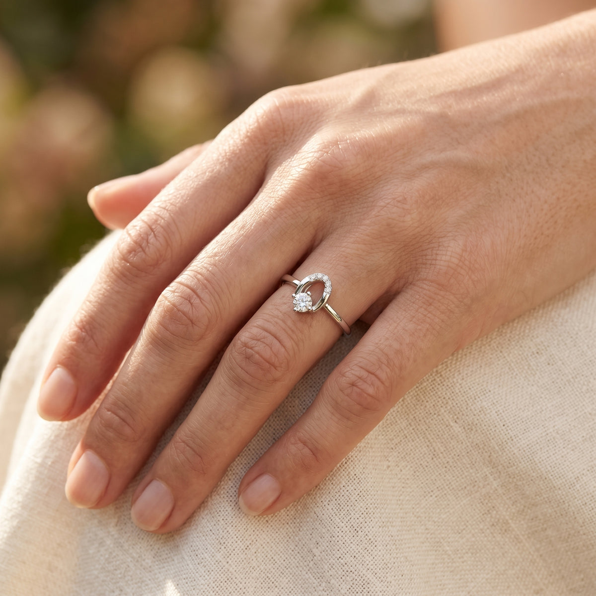 Poised Art Deco Diamond Engagement Ring — lifestyle