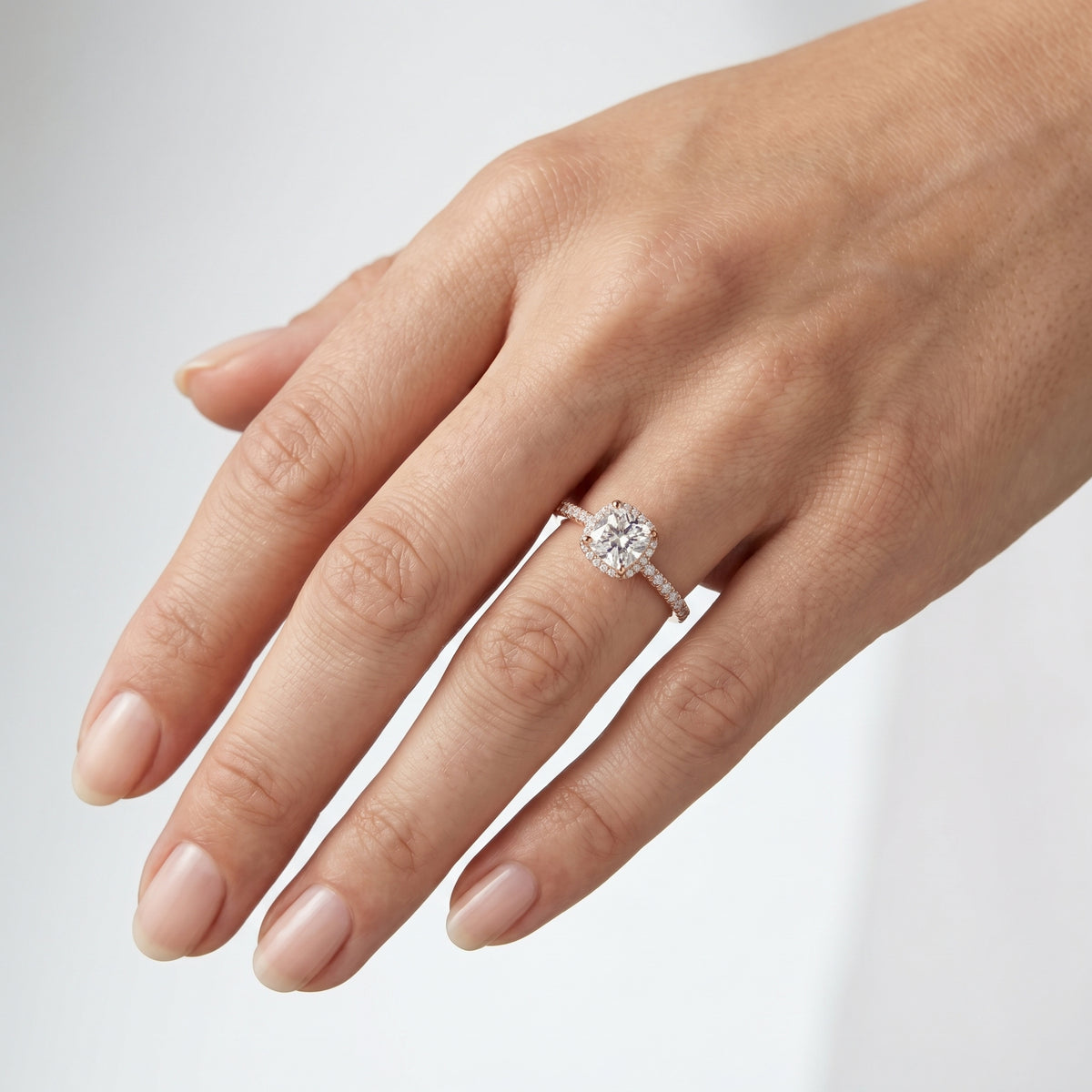 Asscher Cut Engagement Ring with Pavé Band — lifestyle