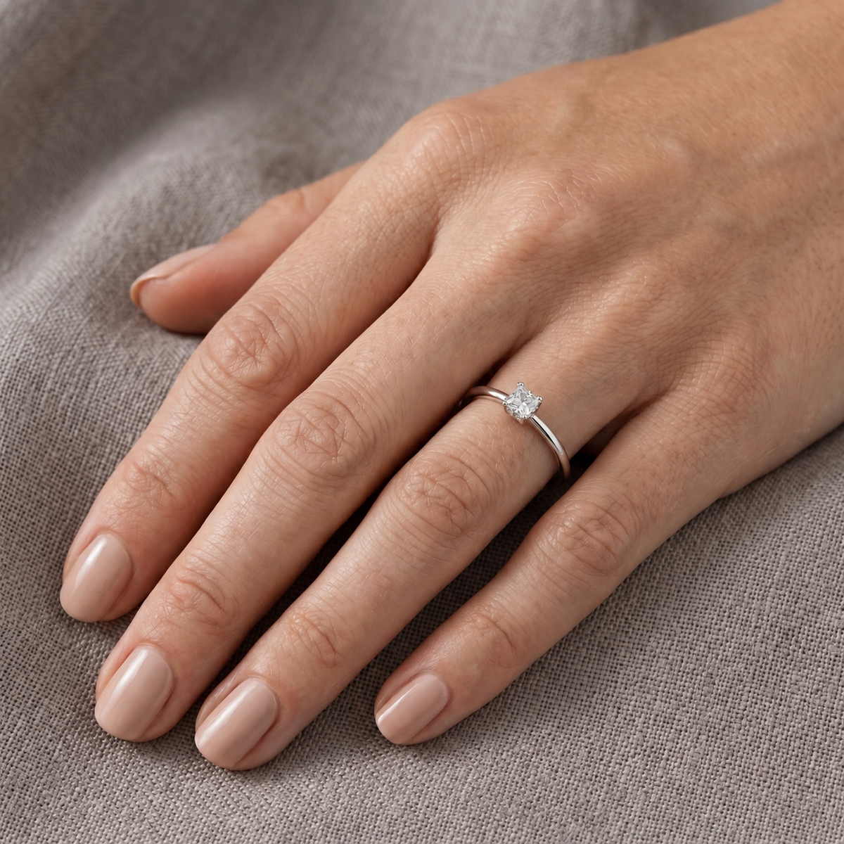 Radiant Cut Solitaire Engagement Ring — lifestyle