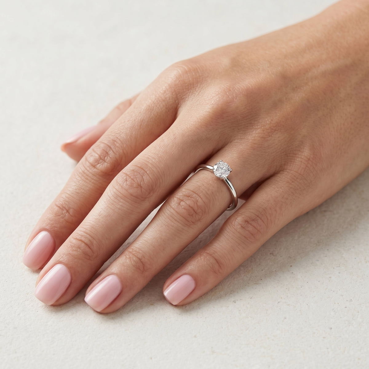 Round Diamond Cathedral Solitaire Engagement Ring — lifestyle