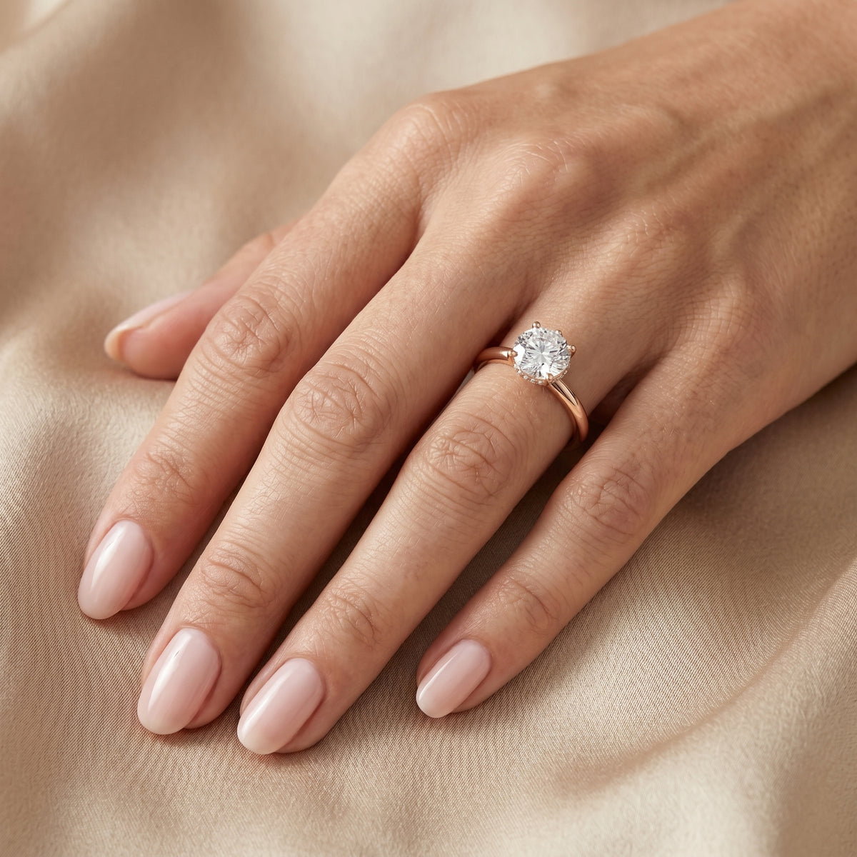 Round Diamond Six Prong Solitaire Engagement Ring — lifestyle