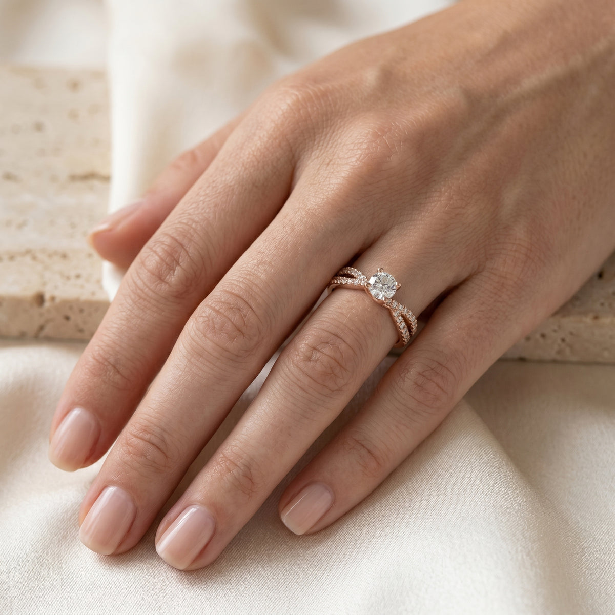Prestige Cathedral Diamond Engagement Ring — lifestyle