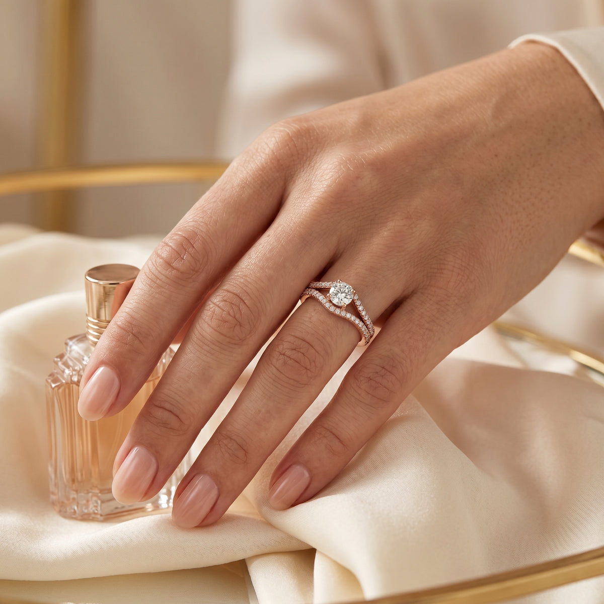 Radiant Geometric Diamond Engagement Ring — lifestyle