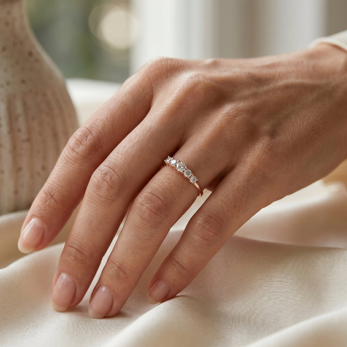 Sleek Vintage Diamond Engagement Ring — lifestyle