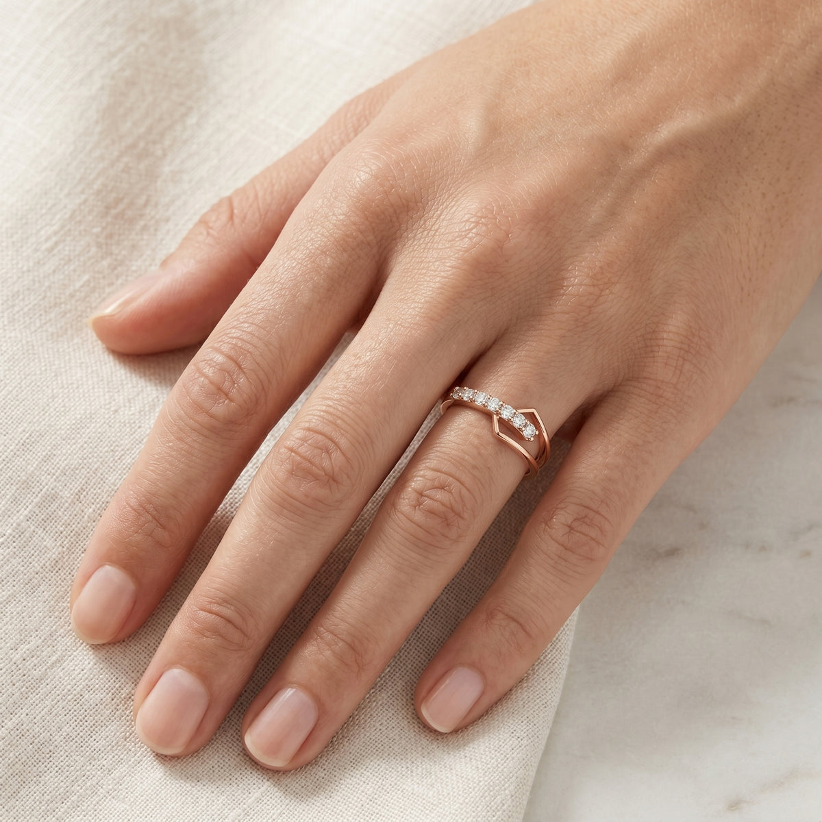 Crowning Milgrain Diamond Engagement Ring — lifestyle