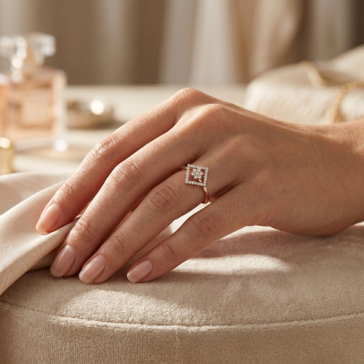 Diamond Geometric Statement Ring — lifestyle