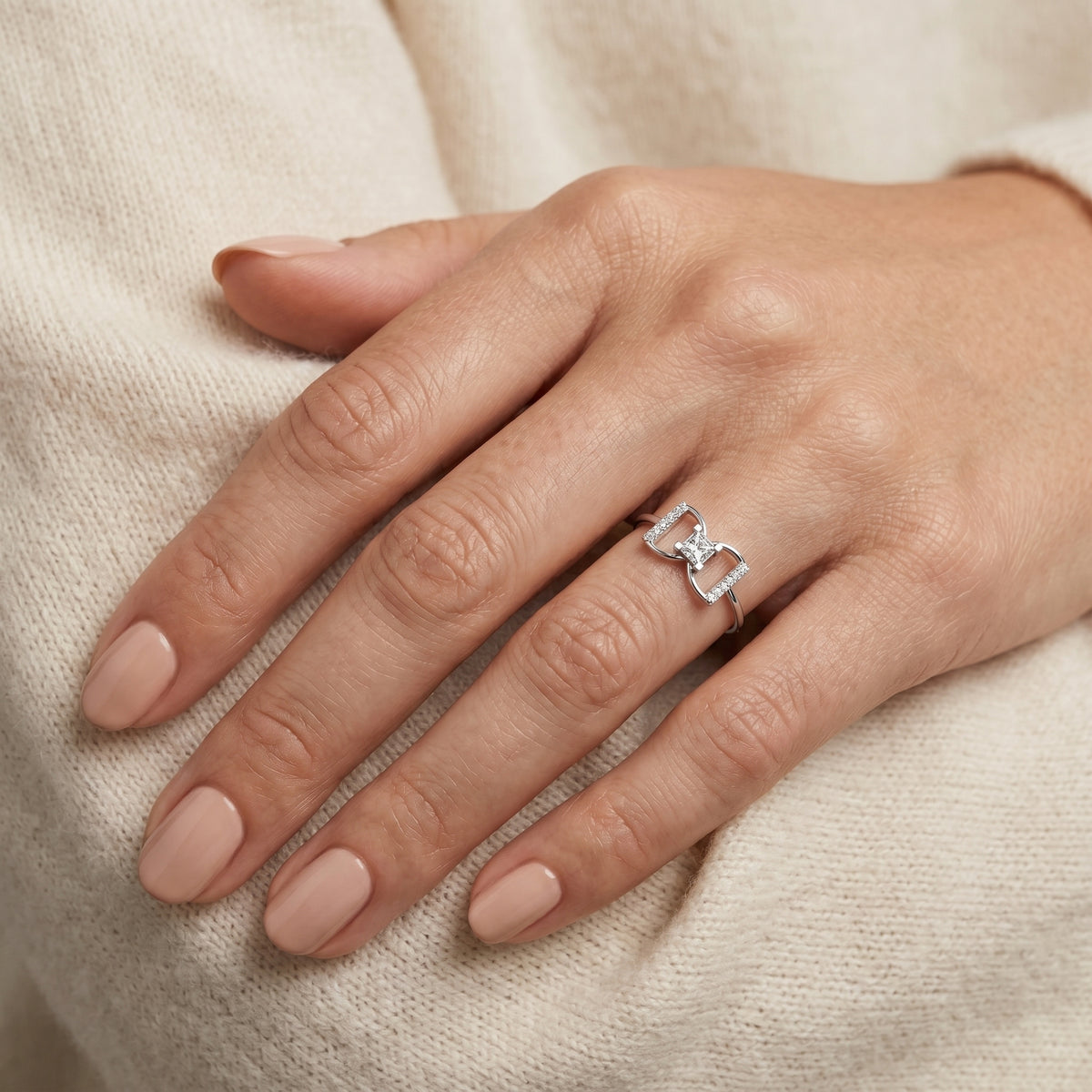 Princess Cut Diamond Geometric Engagement Ring