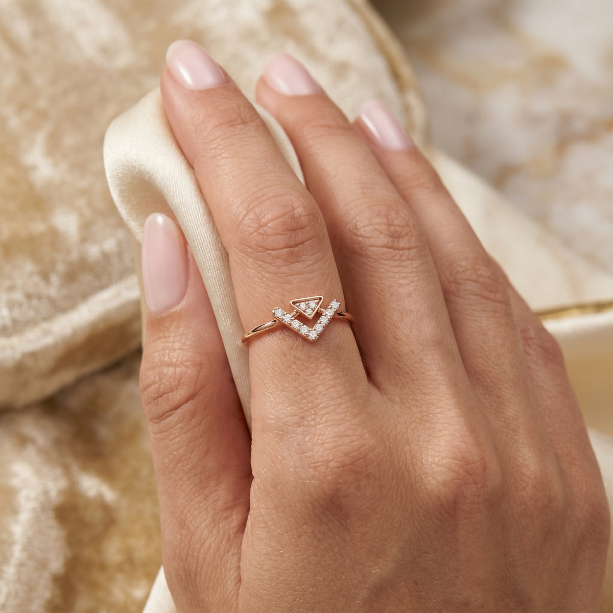 Polished Knife Edge Diamond Engagement Ring — lifestyle