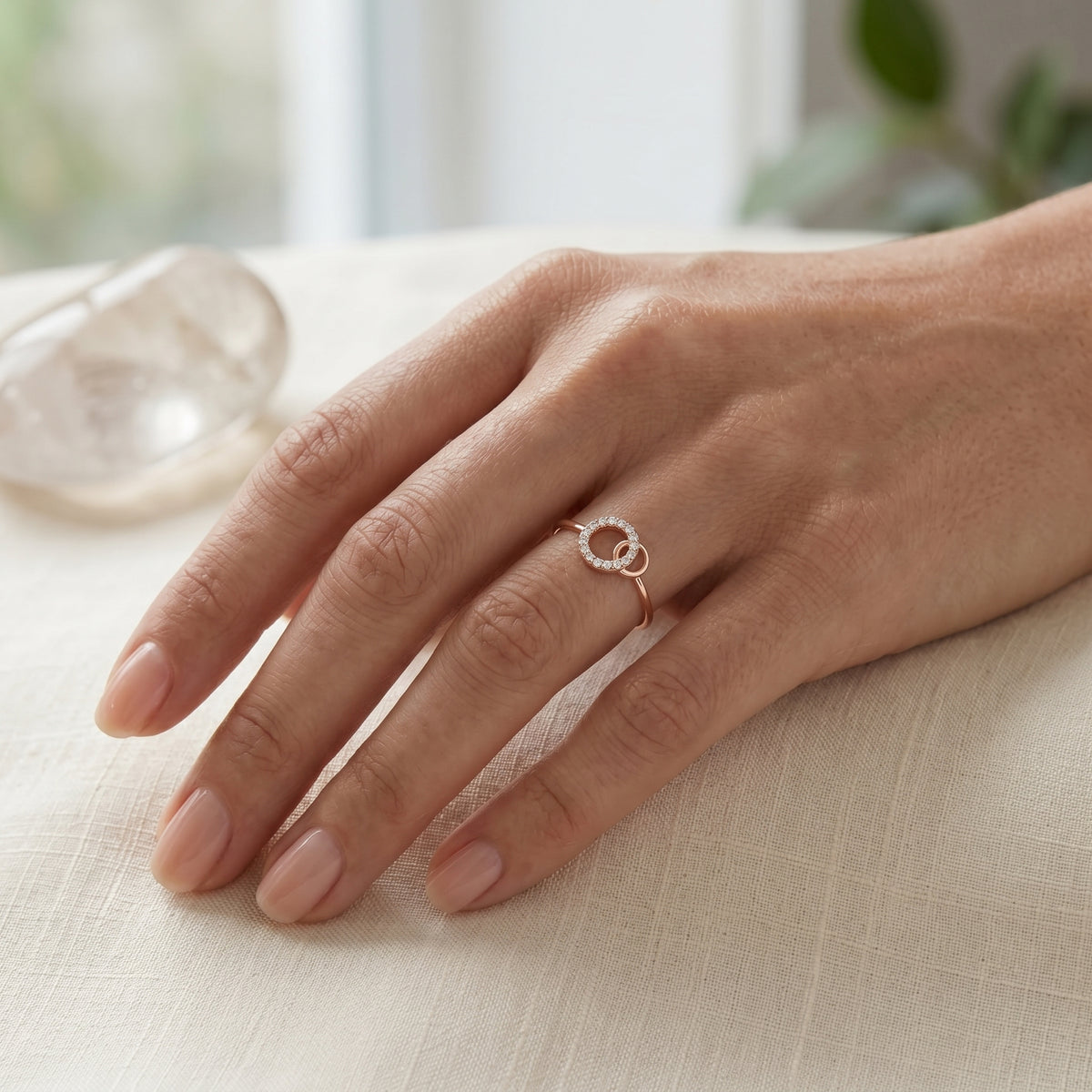Interlocking Circles Diamond Ring — lifestyle