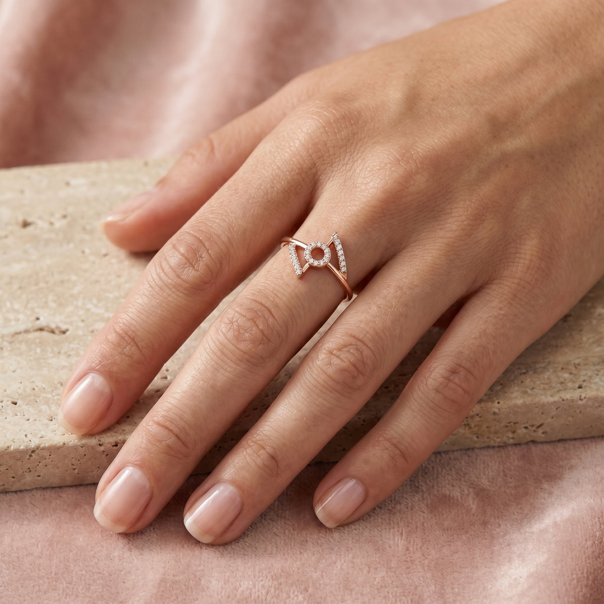 Towering Cluster Diamond Engagement Ring — lifestyle