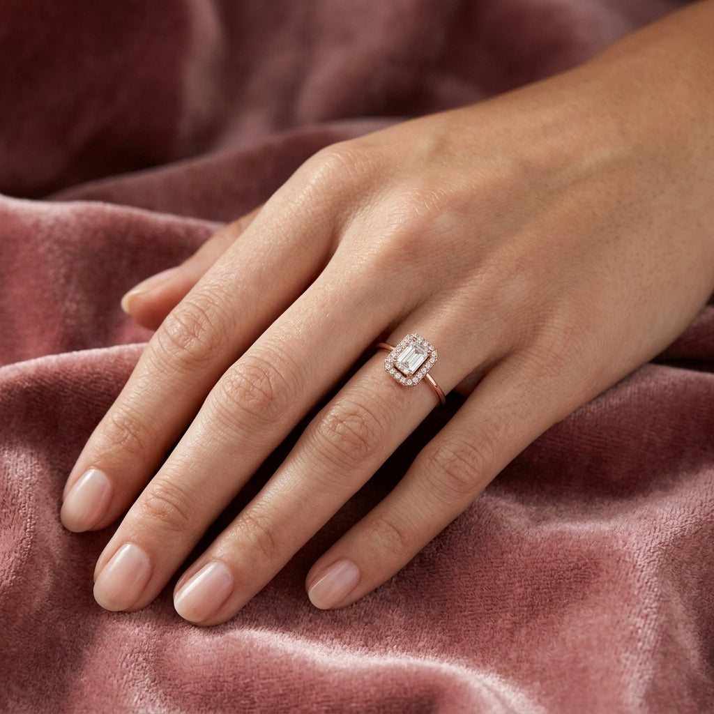 Emerald Cut Diamond Halo Ring