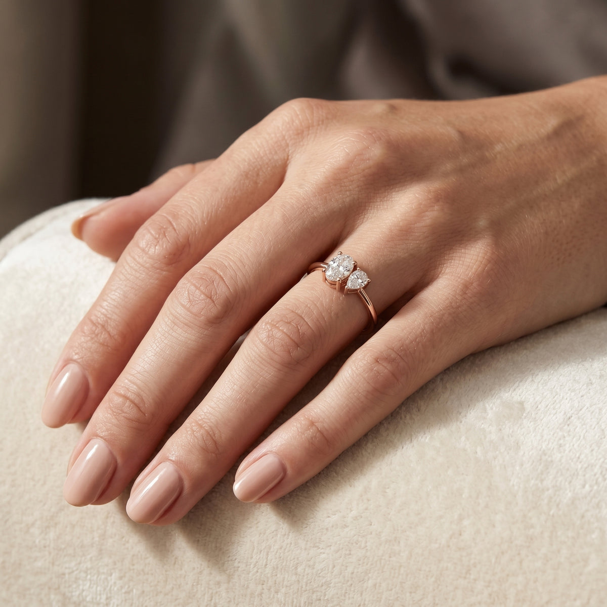 Oval and Pear Toi et Moi Engagement Ring — lifestyle