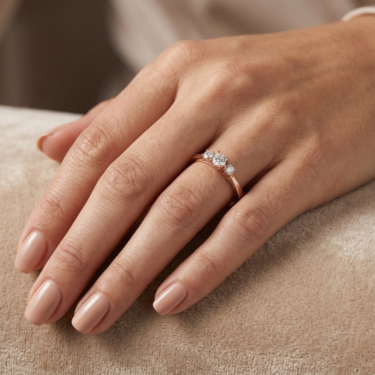 Three Stone Diamond Engagement Ring — lifestyle