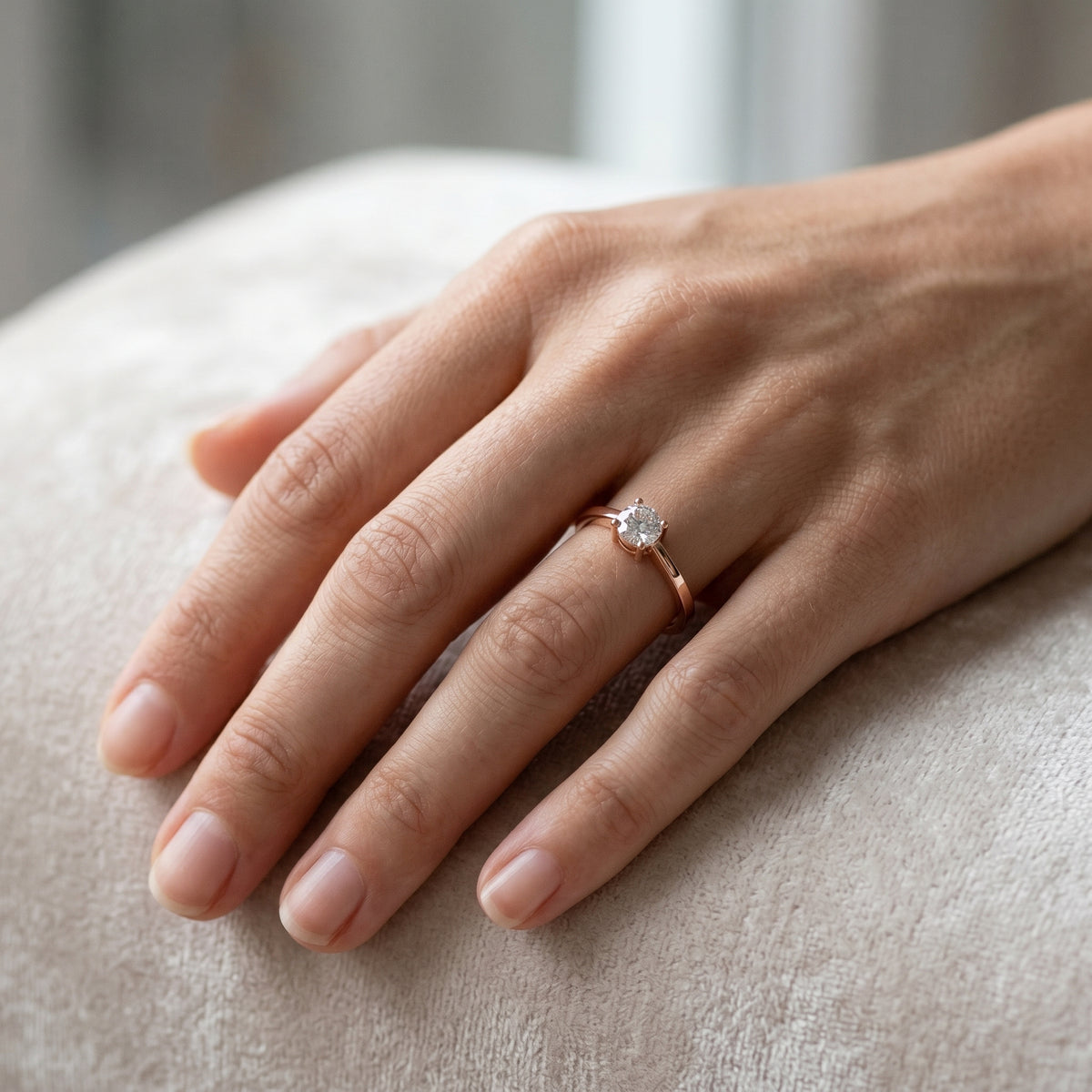 Round Diamond Split Shank Solitaire Engagement Ring — lifestyle