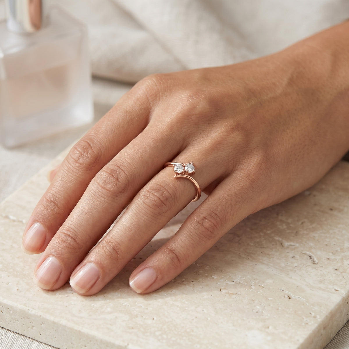 Two Stone Bypass Engagement Ring — lifestyle