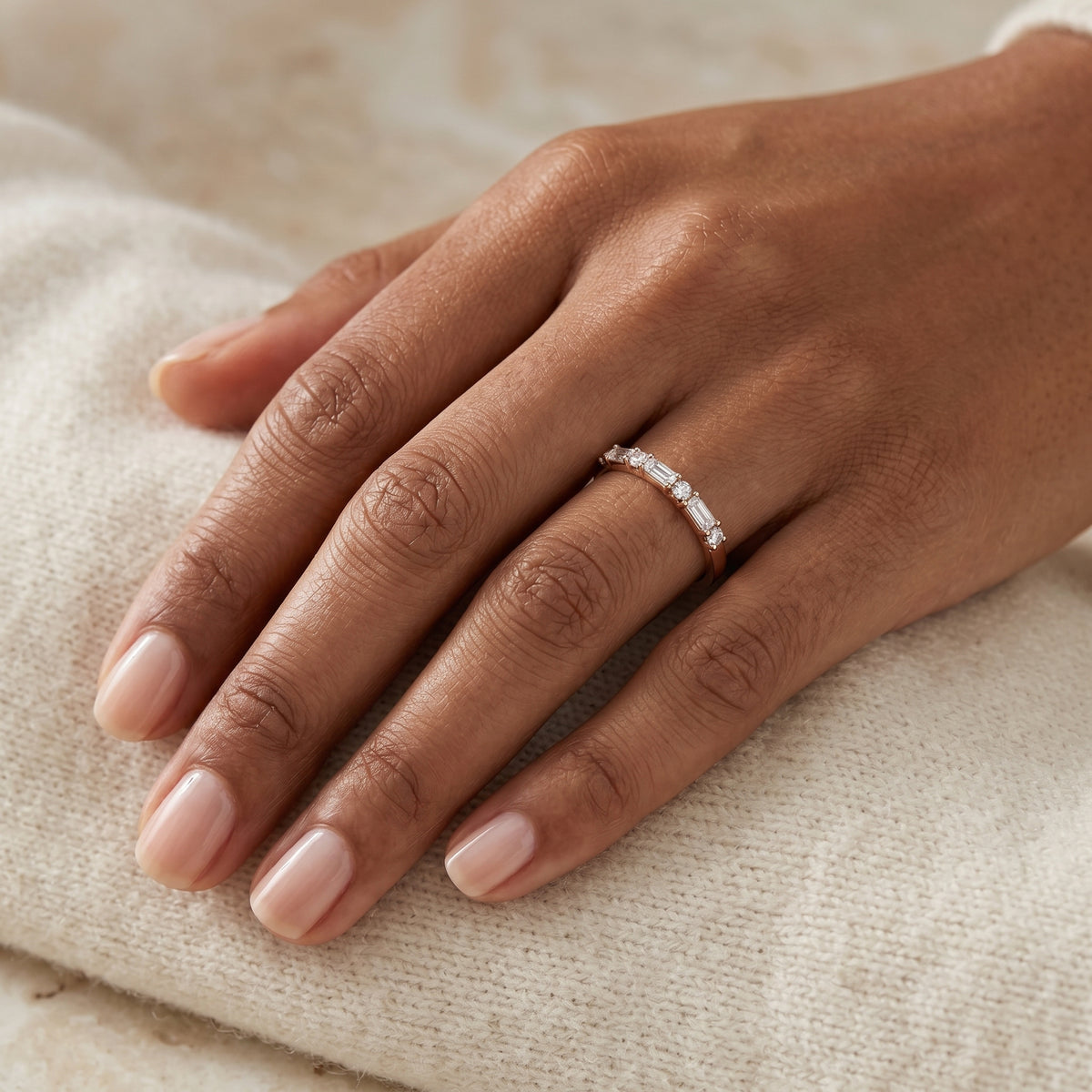 Angelic Round & Baguette Diamond Band — lifestyle