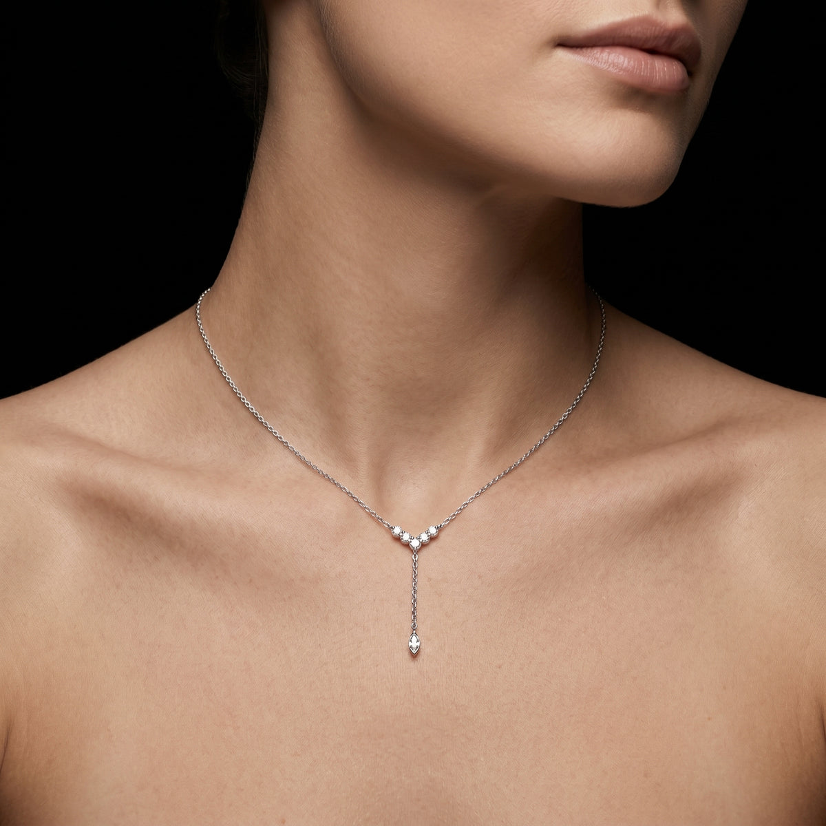 Marquise Drop Y Lariat Diamond Necklace