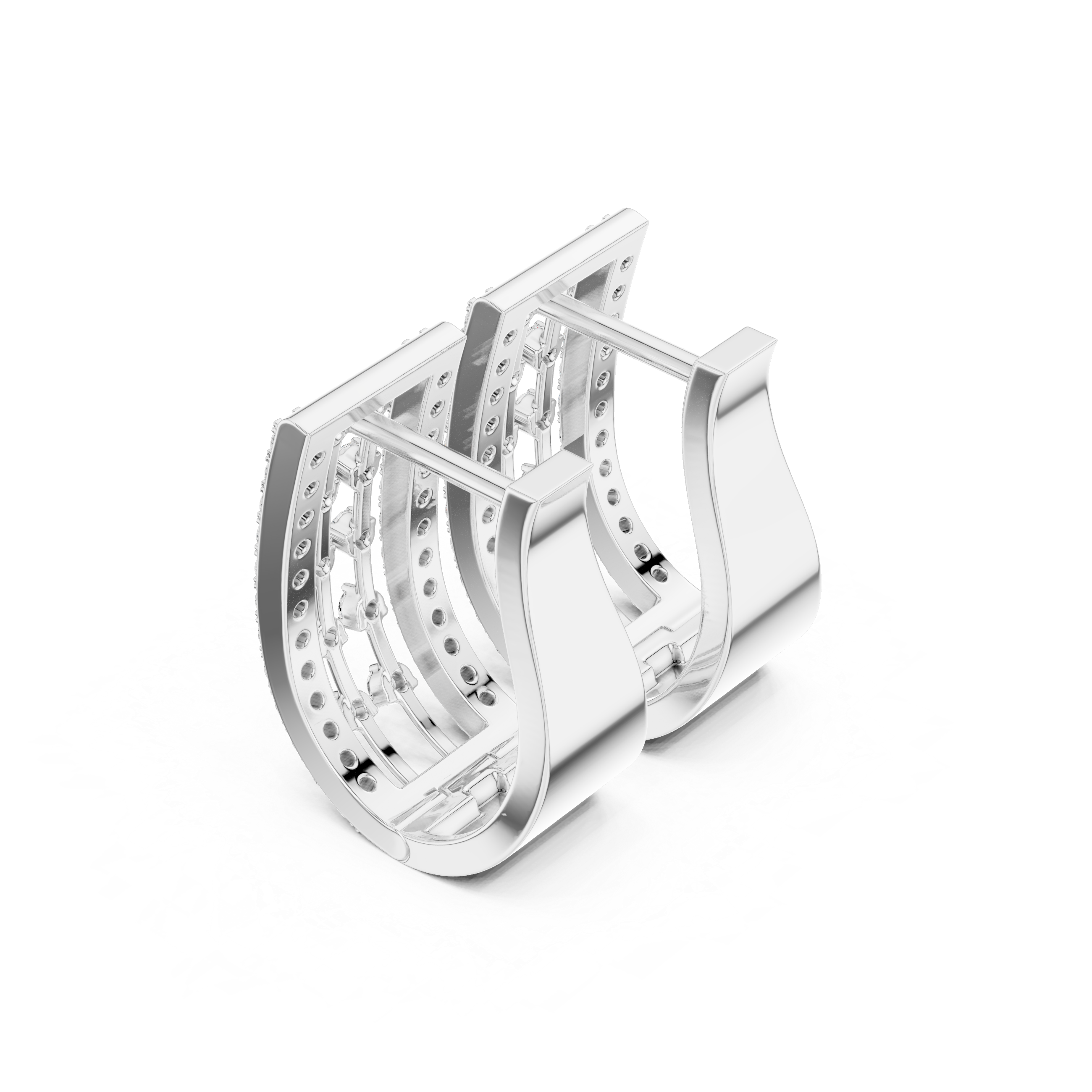 Lattice Framework Diamond Hoop Earrings in White Gold - VYKA Diamonds